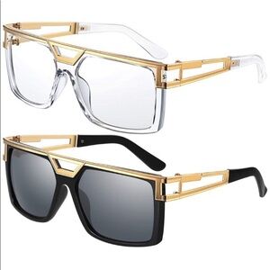 - 💫 CLEAR & GOLD RETRO LOOK GAZELLE GLASSES *NEW*